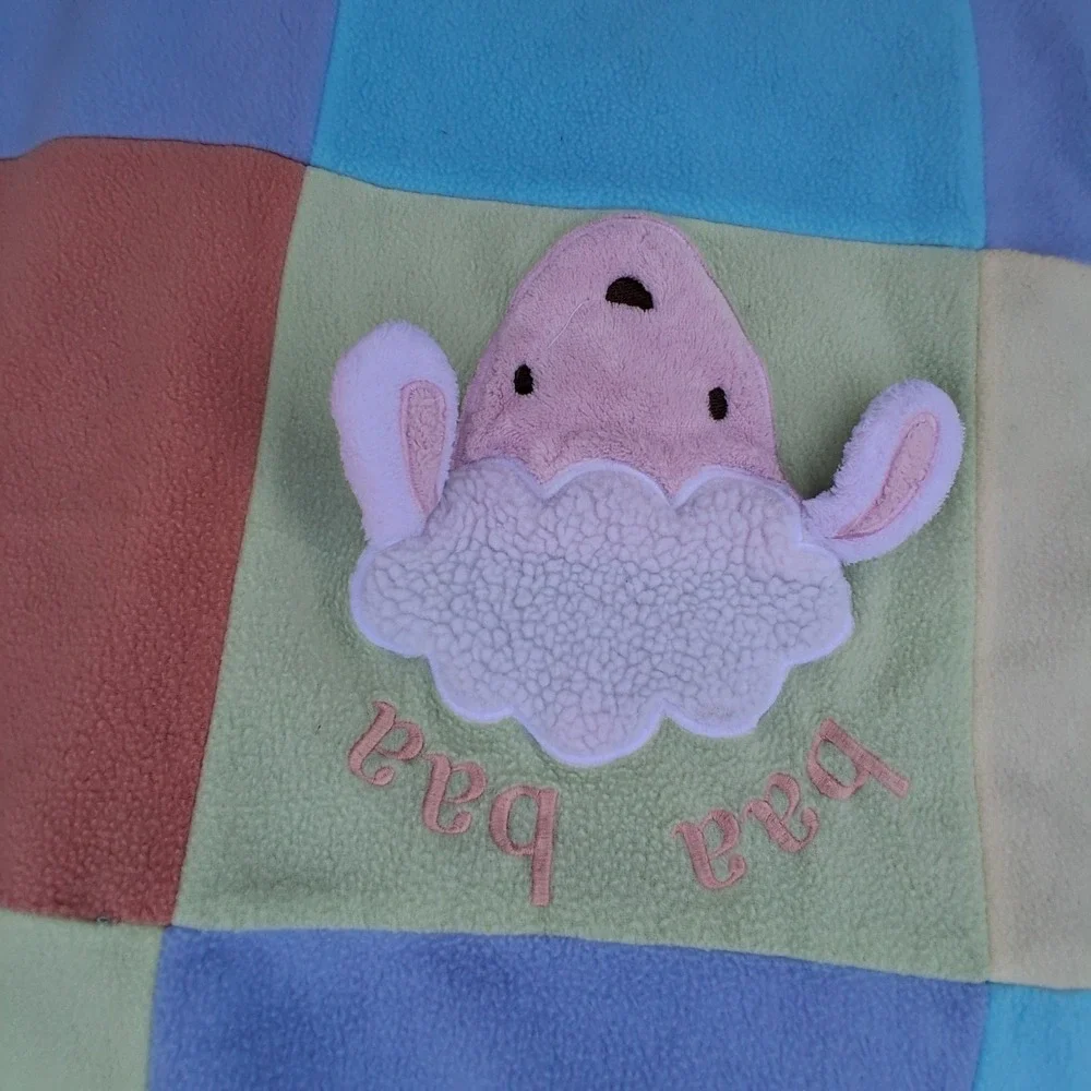Vintage Baby Activity Blanket Rattle Crinkle Rainbow Monkey Duck Puppy Kitty